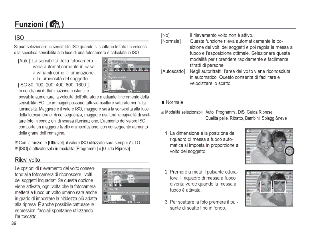 Samsung EC-ES17ZZBABIT, EC-ES17ZZBASIT manual Rilev. volto 