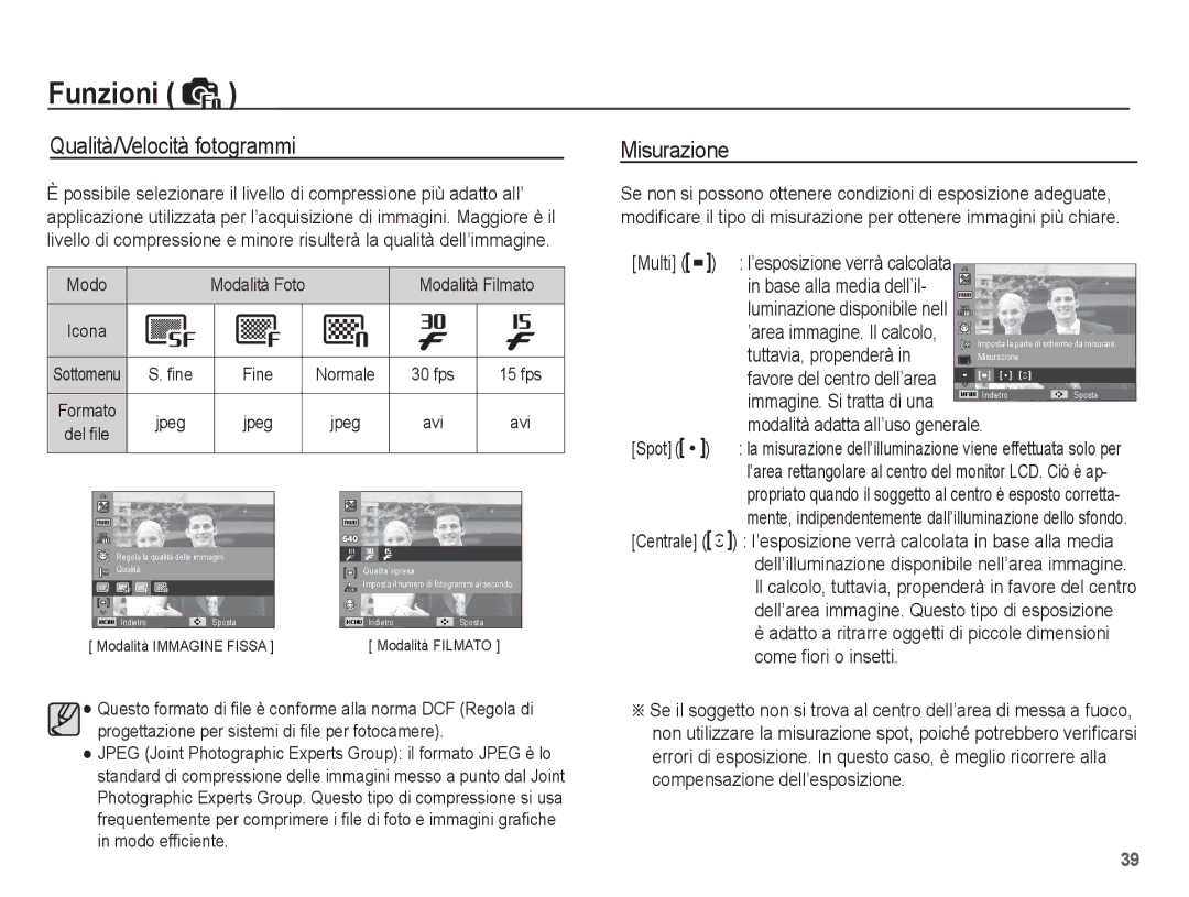 Samsung EC-ES17ZZBASIT Qualità/Velocità fotogrammi Misurazione, Tuttavia, propenderà, Modalità adatta all’uso generale 