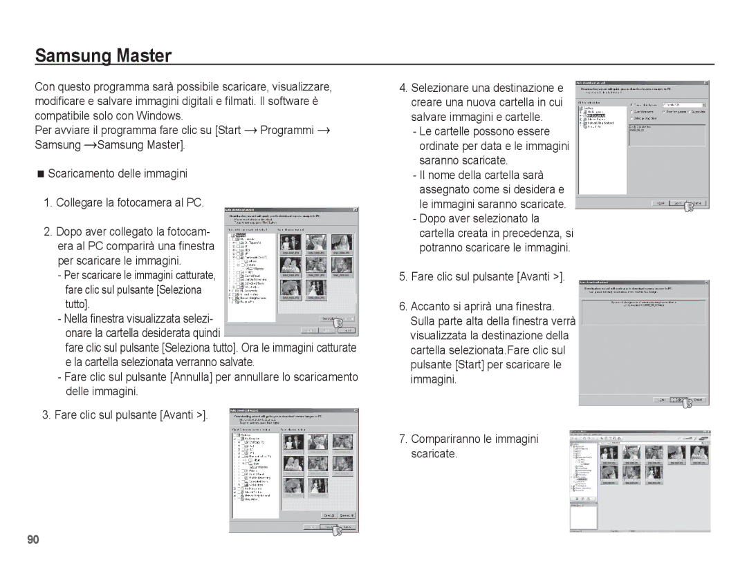 Samsung EC-ES17ZZBABIT, EC-ES17ZZBASIT manual Samsung Master, Compariranno le immagini scaricate 