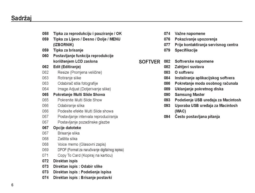 Samsung EC-ES17ZZBAPE3, EC-ES17ZZBAWE3, EC-ES17ZZBASE3, EC-ES17ZZBABE3 manual Izbornik, Postavljanje pozadinske glazbe 