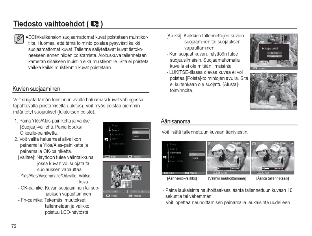 Samsung EC-ES20ZZBASE2, EC-ES20ZZBABE2 Kuvien suojaaminen, Äänisanoma, Voit lisätä tallennettuun kuvaan ääniviestin, Kuva 