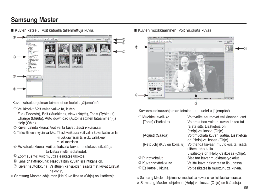 Samsung EC-ES20ZZBABE2 manual Kuvien katselu Voit katsella tallennettuja kuvia, Kuvien muokkaaminen Voit muokata kuvaa 