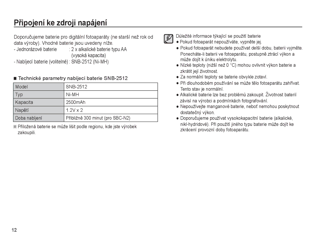 Samsung EC-ES20ZZBASE3, EC-ES20ZZBAPE3, EC-ES20ZZBABE3, EC-ES20ZZBAWE3 manual PĜipojení ke zdroji napájení 