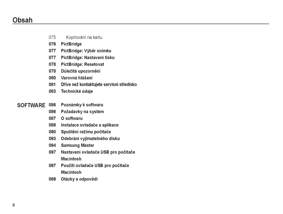 Samsung EC-ES20ZZBAWE3, EC-ES20ZZBAPE3, EC-ES20ZZBASE3, EC-ES20ZZBABE3 manual 075 Kopírování na kartu 