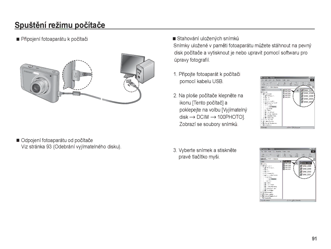 Samsung EC-ES20ZZBAPE3, EC-ES20ZZBASE3, EC-ES20ZZBABE3, EC-ES20ZZBAWE3 manual SpuštČní režimu poþítaþe 