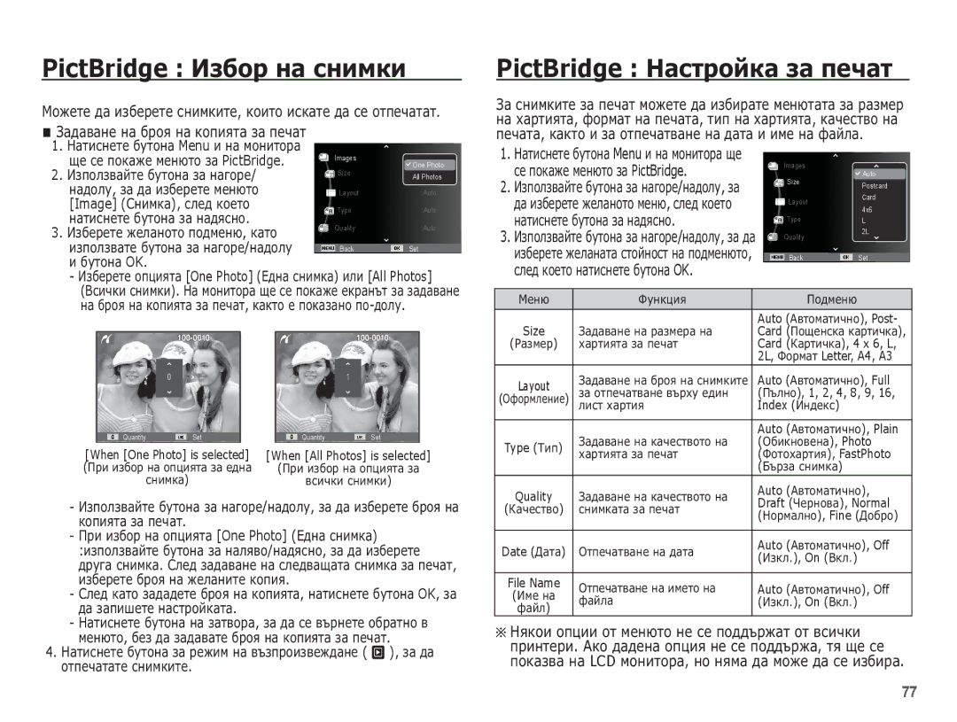 Samsung EC-ES20ZZBAPE3, EC-ES20ZZBASE3, EC-ES20ZZBABE3 manual PictBridge ǰȏȉȖȘ ȕȈ șȕȐȔȒȐ, PictBridge ǵȈșȚȘȖȑȒȈ ȏȈ ȗȍȟȈȚ 