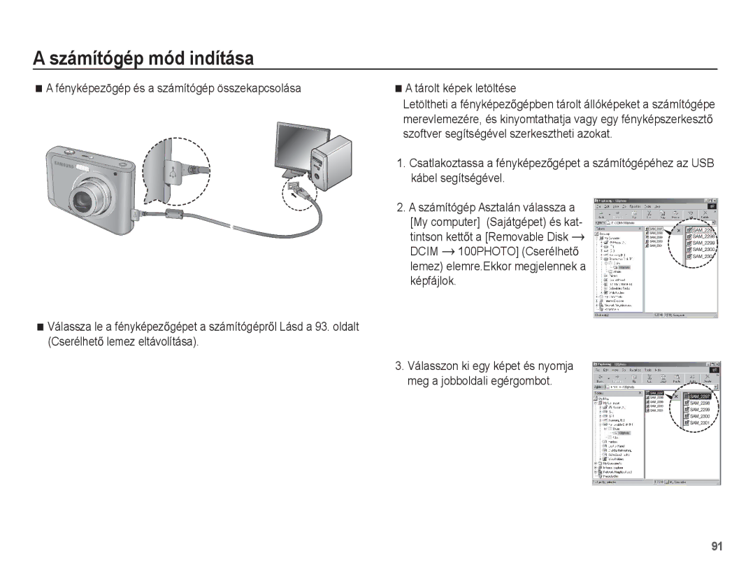 Samsung EC-ES20ZZBASE3, EC-ES20ZZBAPIT, EC-ES20ZZBAPE3 manual Válasszon ki egy képet és nyomja meg a jobboldali egérgombot 