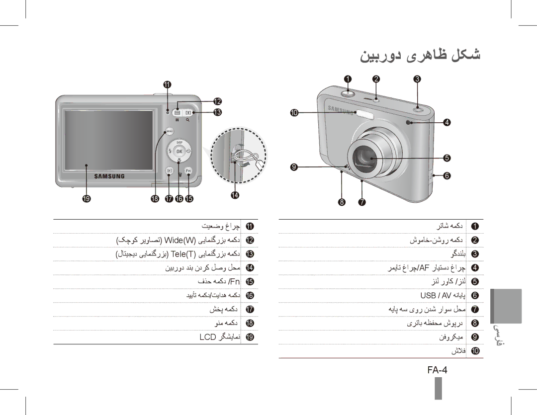 Samsung EC-ES20ZZBABIT, EC-ES20ZZBASFR, EC-ES20ZZBABE1, EC-ES20ZZBABFR, EC-ES20ZZBAWIT, EC-ES20ZZBAPIT نیبرود یرهاظ لکش, FA-4 