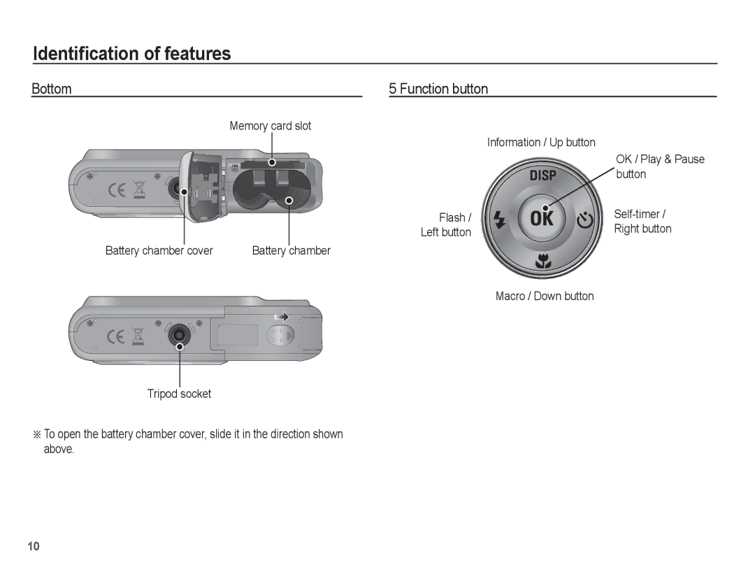 Samsung EC-ES20ZZBAPE3, EC-ES20ZZBASFR, EC-ES20ZZBABE1, EC-ES20ZZBABFR, EC-ES20ZZBAWIT, EC-ES20ZZBAPIT Bottom Function button 