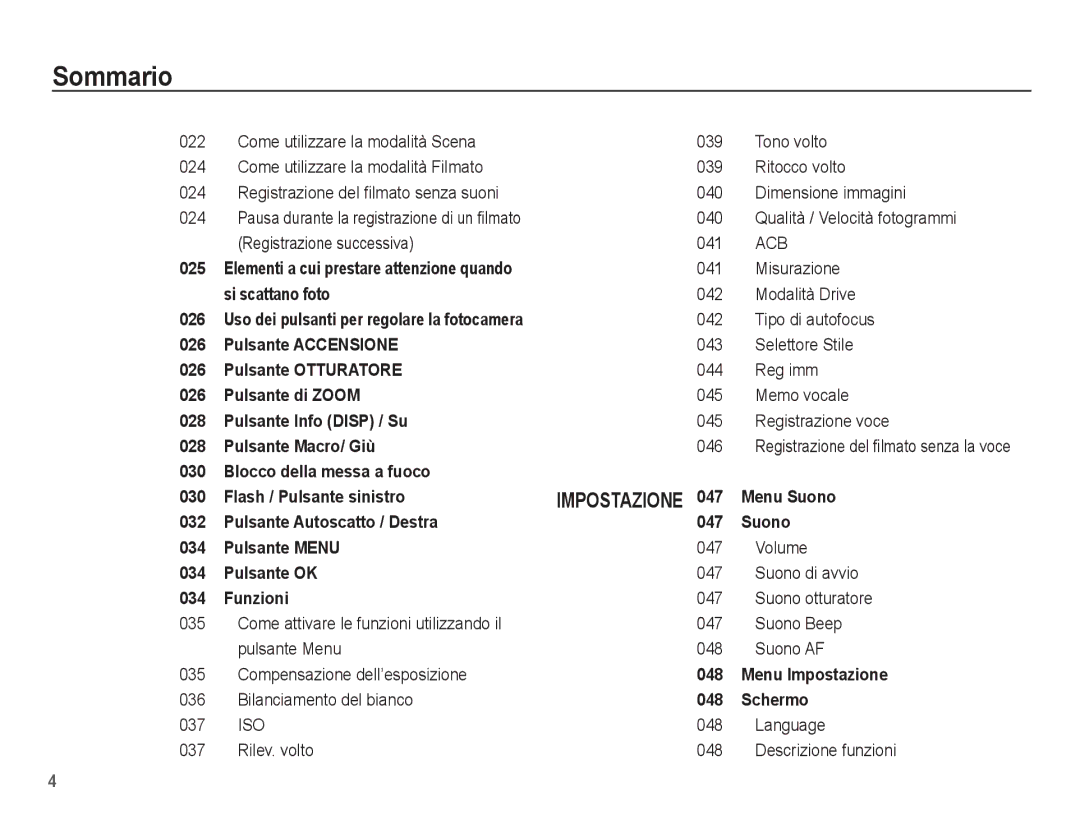 Samsung EC-ES20ZZBAPIT Come utilizzare la modalità Scena 039 Tono volto, Misurazione, Modalità Drive, Tipo di autofocus 