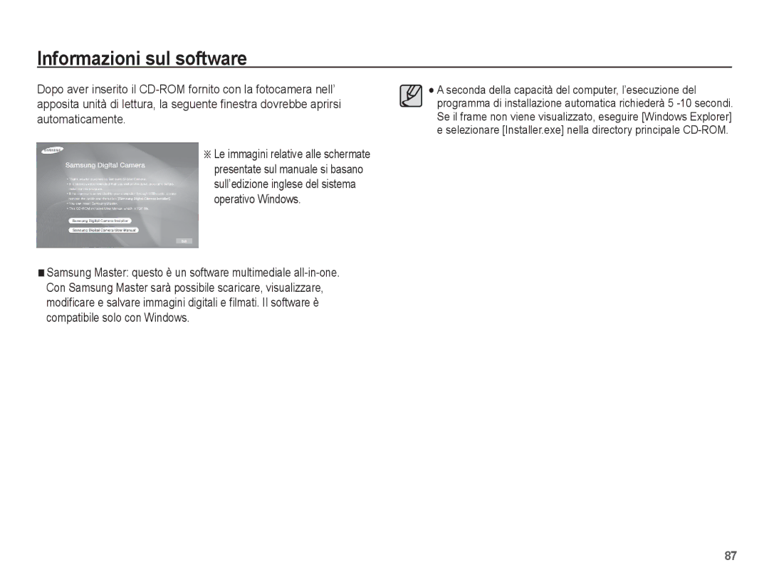 Samsung EC-ES20ZZBAWIT, EC-ES20ZZBAPIT, EC-ES20ZZBASIT, EC-ES20ZZBABIT manual Informazioni sul software 