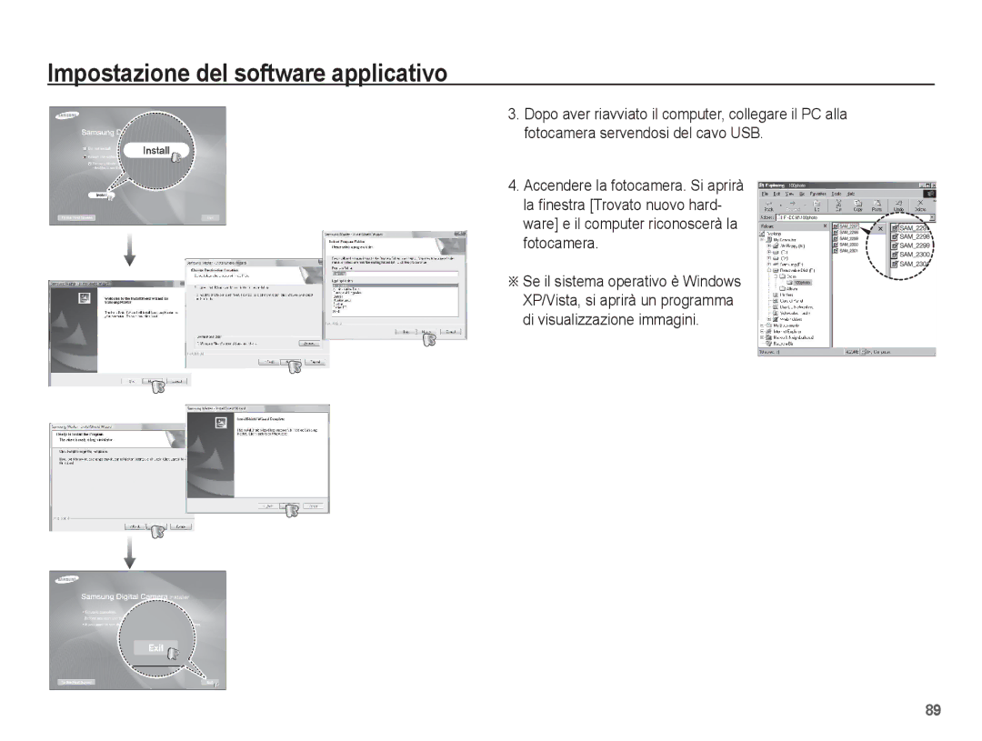 Samsung EC-ES20ZZBASIT, EC-ES20ZZBAWIT, EC-ES20ZZBAPIT, EC-ES20ZZBABIT manual Impostazione del software applicativo 