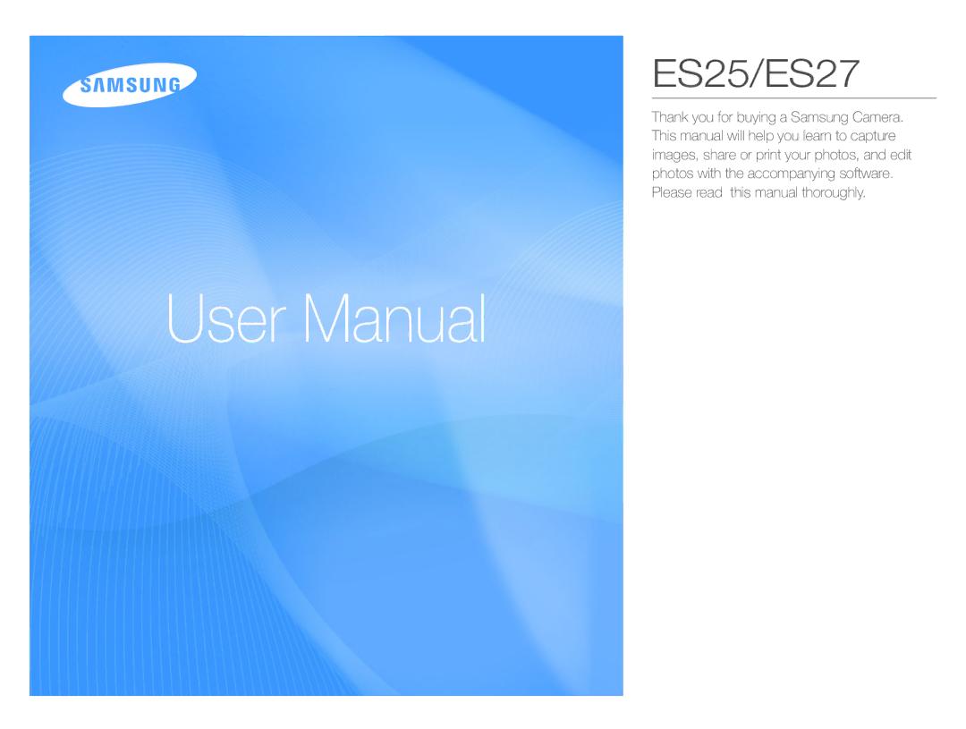 Samsung EC-ES25ZZBASGB, EC-ES25ZZBABE1, EC-ES27ZZBABE1, EC-ES25ZZBABGB, EC-ES25ZZBASVN, EC-ES25ZZBDBVN manual ES25/ES27 