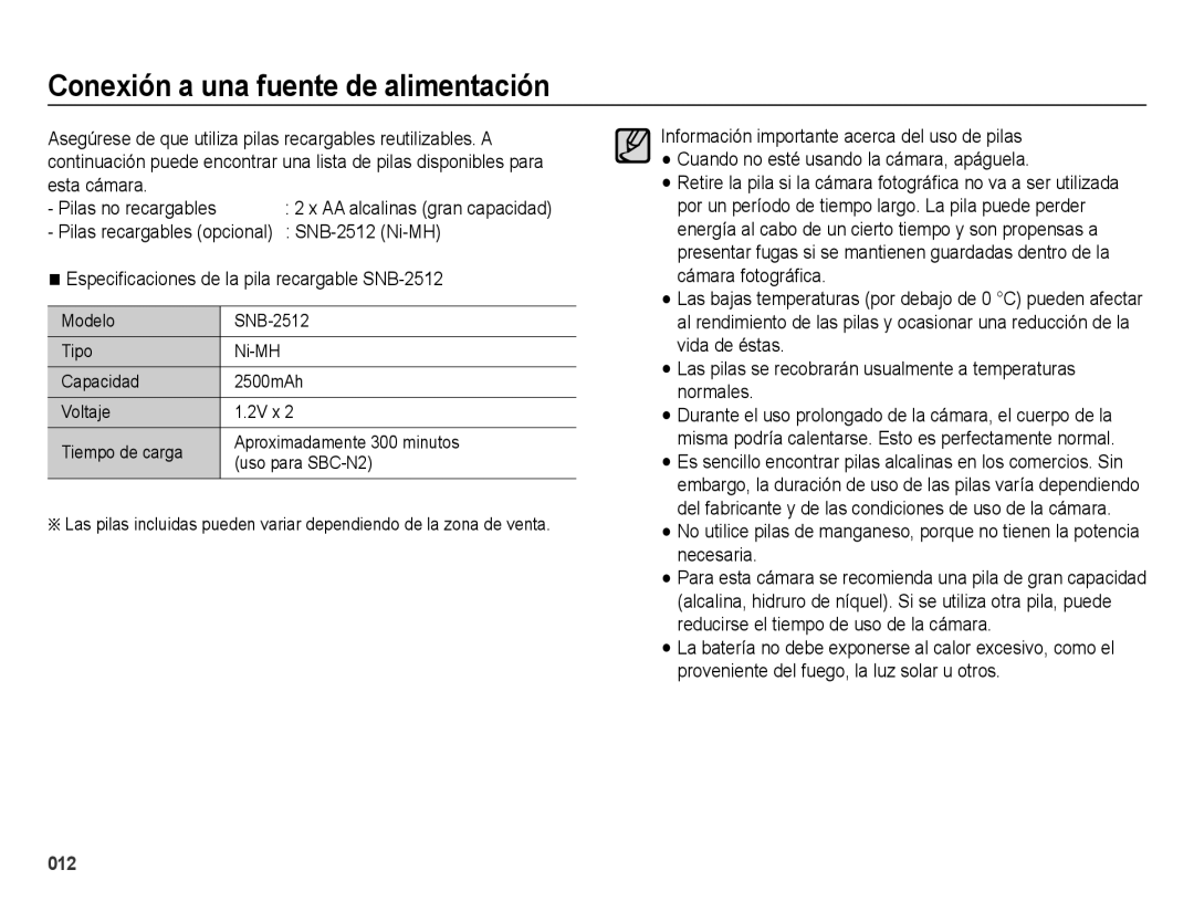 Samsung EC-ES25ZZBABE1 manual Conexión a una fuente de alimentación 