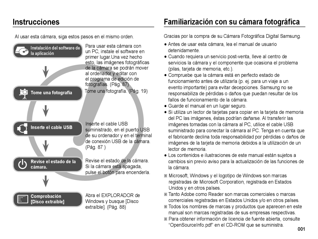 Samsung EC-ES25ZZBABE1 Instrucciones, Al usar esta cámara, siga estos pasos en el mismo orden, Tome una fotografía. Pág 