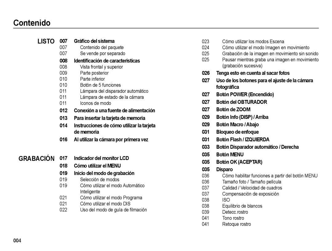 Samsung EC-ES25ZZBABE1 manual Contenido del paquete Se vende por separado 