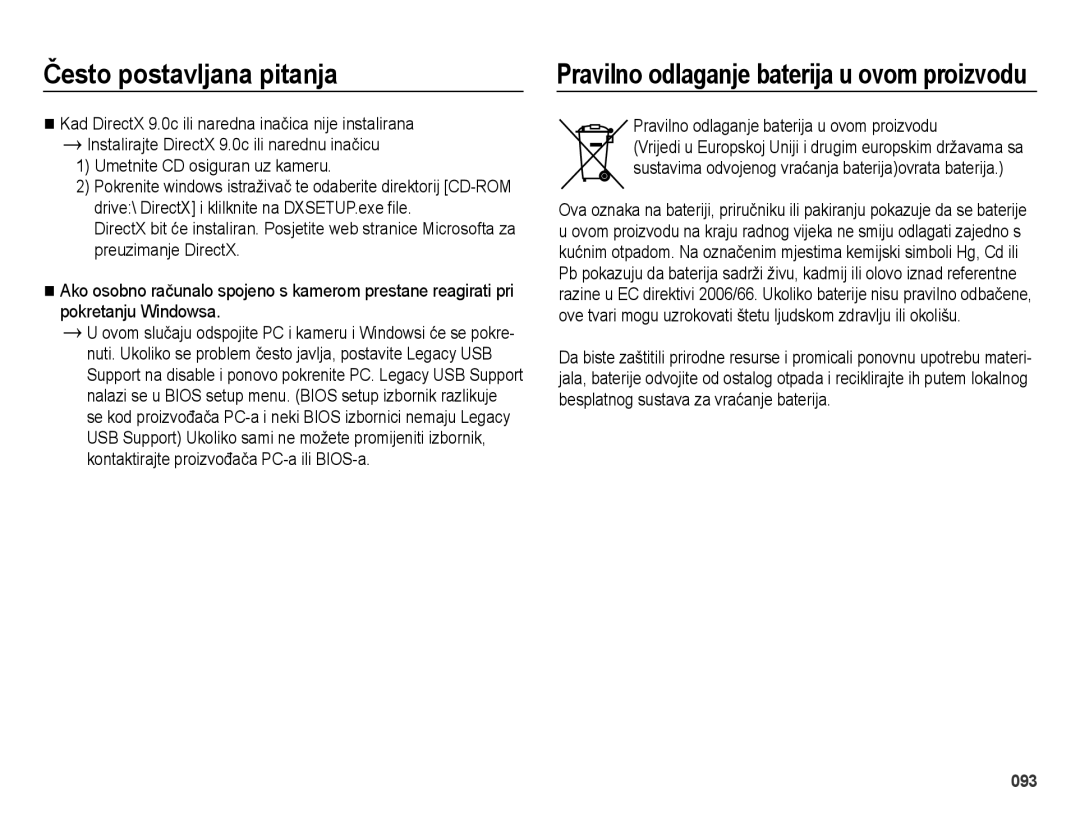 Samsung EC-ES25ZZBALE3, EC-ES25ZZBABE3, EC-ES25ZZBASE3 manual Pravilno odlaganje baterija u ovom proizvodu 