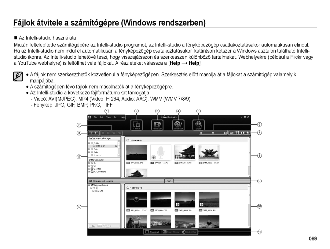 Samsung EC-ES25ZZBARE2, EC-ES25ZZBABE3, EC-ES25ZZBARE3, EC-ES25ZZBALE3, EC-ES25ZZBASE3 manual Az Intelli-studio használata 