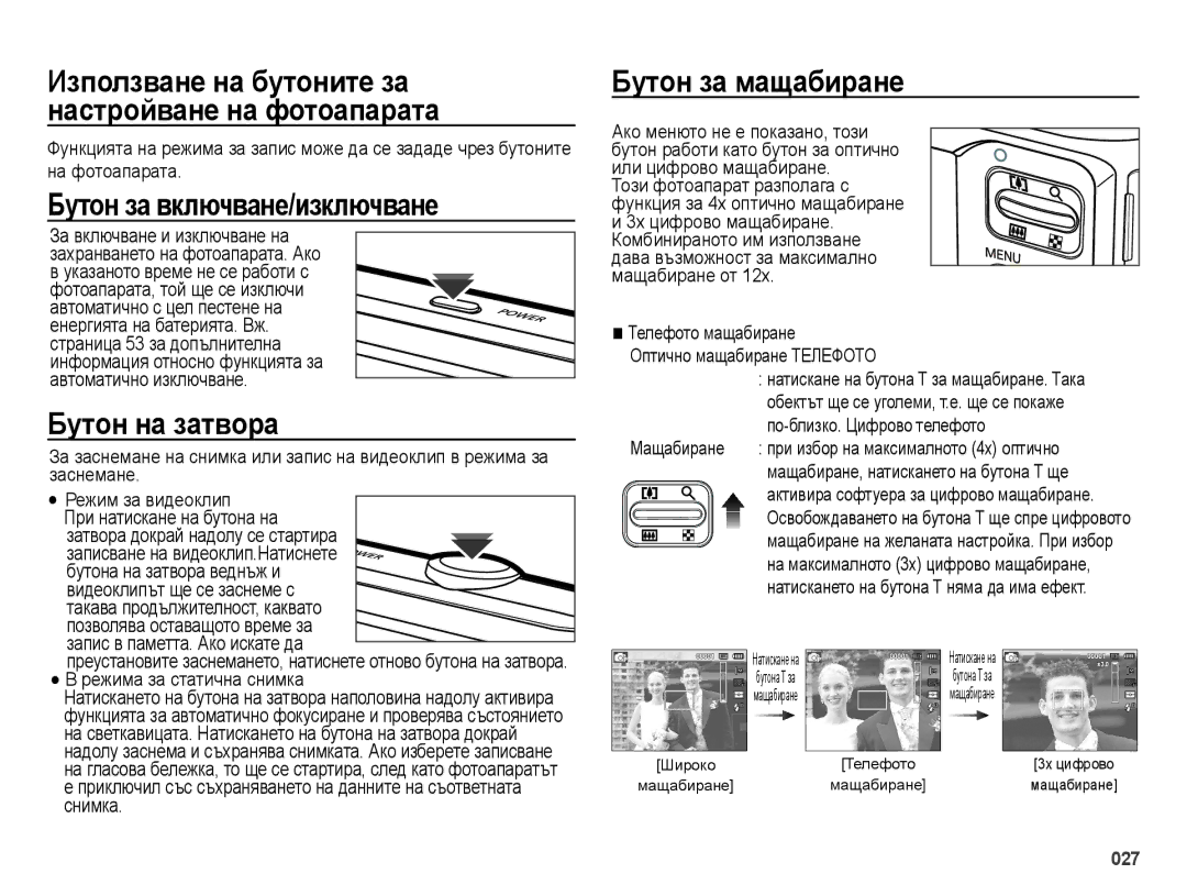 Samsung EC-ES25ZZBABE3, EC-ES25ZZBARE3, EC-ES25ZZBALE3 Бɭтɨн ɡɚ включвɚнɟ/иɡключвɚнɟ, Бɭтɨн нɚ ɡɚтвɨɪɚ, Бɭтɨн ɡɚ мɚщɚбиɪɚнɟ 