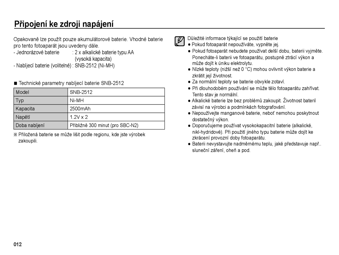 Samsung EC-ES25ZZBARE3, EC-ES25ZZBABE3, EC-ES25ZZBASE3 manual Připojení ke zdroji napájení 