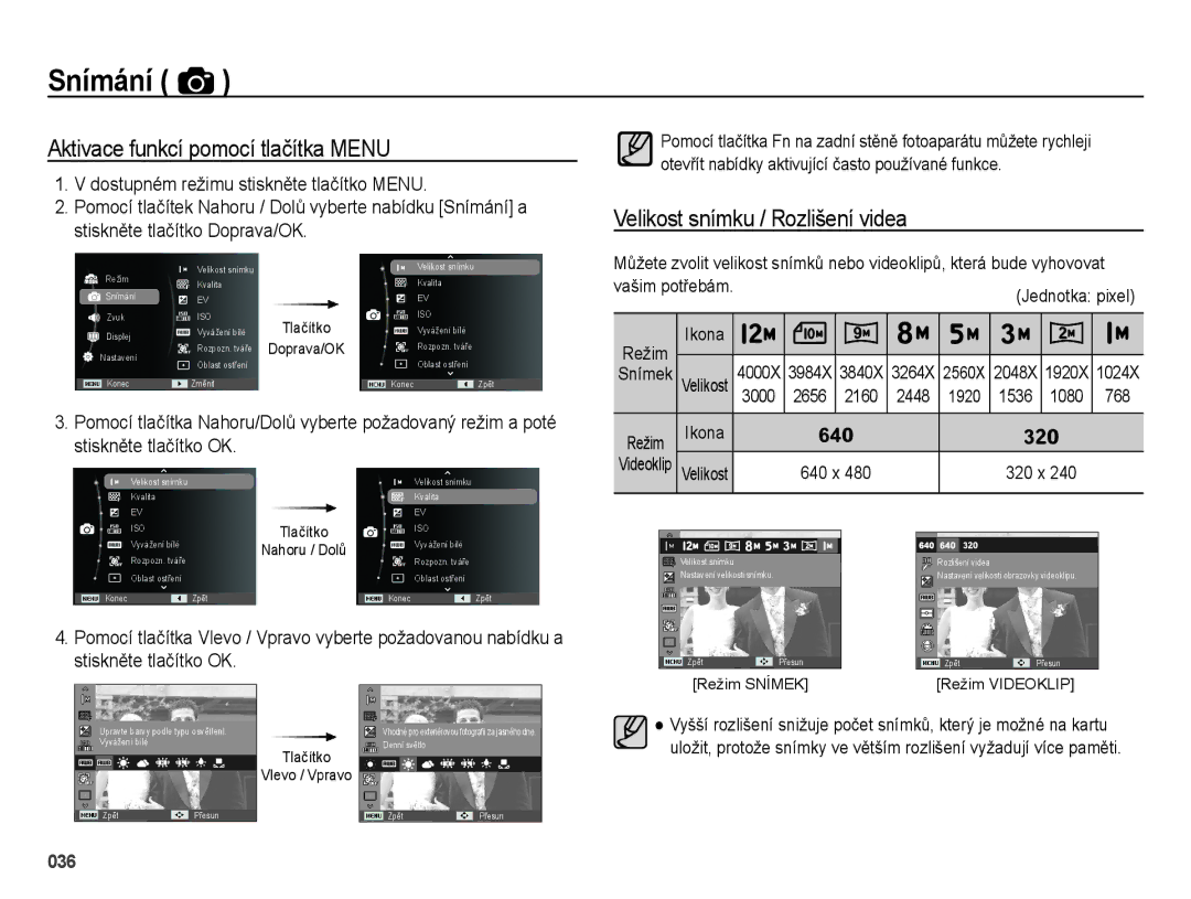 Samsung EC-ES25ZZBARE3, EC-ES25ZZBABE3, EC-ES25ZZBASE3 manual Snímání 