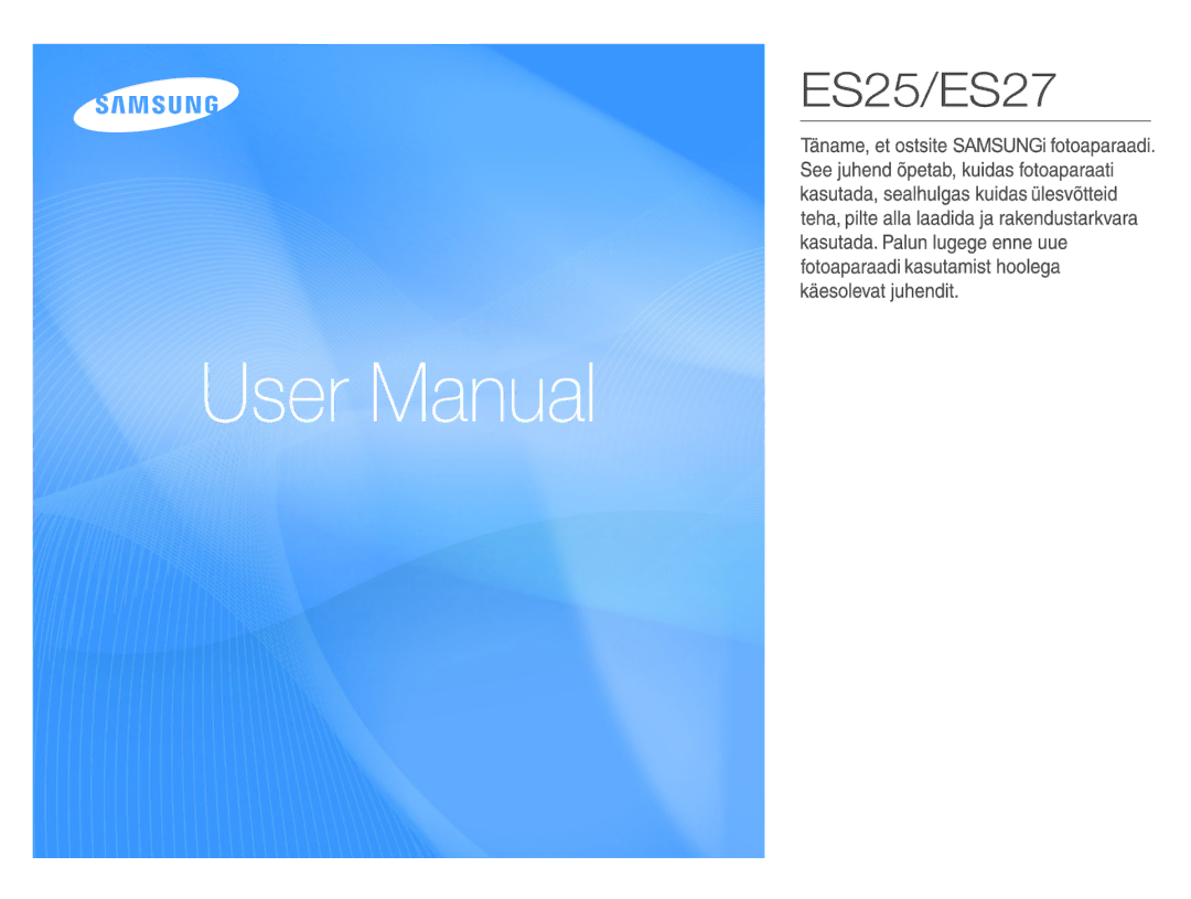 Samsung EC-ES25ZZBASRU, EC-ES25ZZBARRU, EC-ES25ZZBABRU manual ES25/ES27 