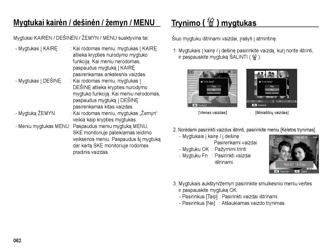 Samsung EC-ES25ZZBARRU, EC-ES25ZZBASRU, EC-ES25ZZBABRU manual Trynimo Õ mygtukas 