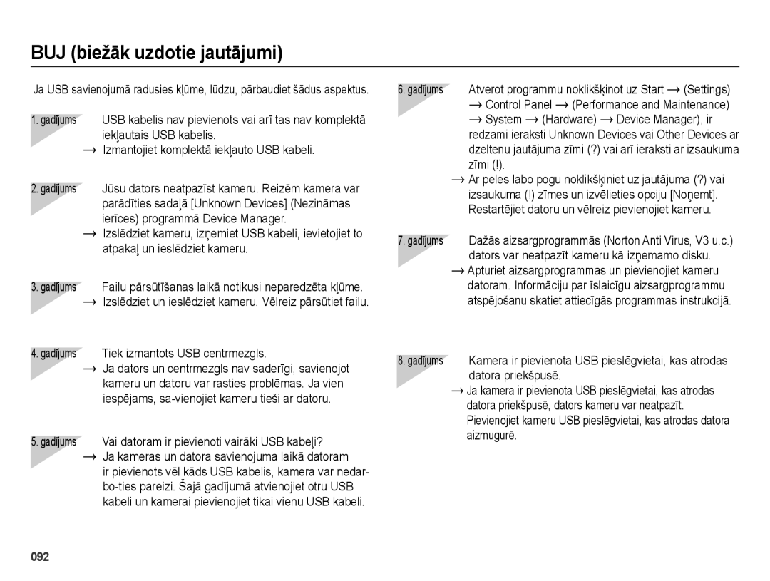 Samsung EC-ES25ZZBARRU, EC-ES25ZZBASRU, EC-ES25ZZBABRU manual BUJ biežƗk uzdotie jautƗjumi 