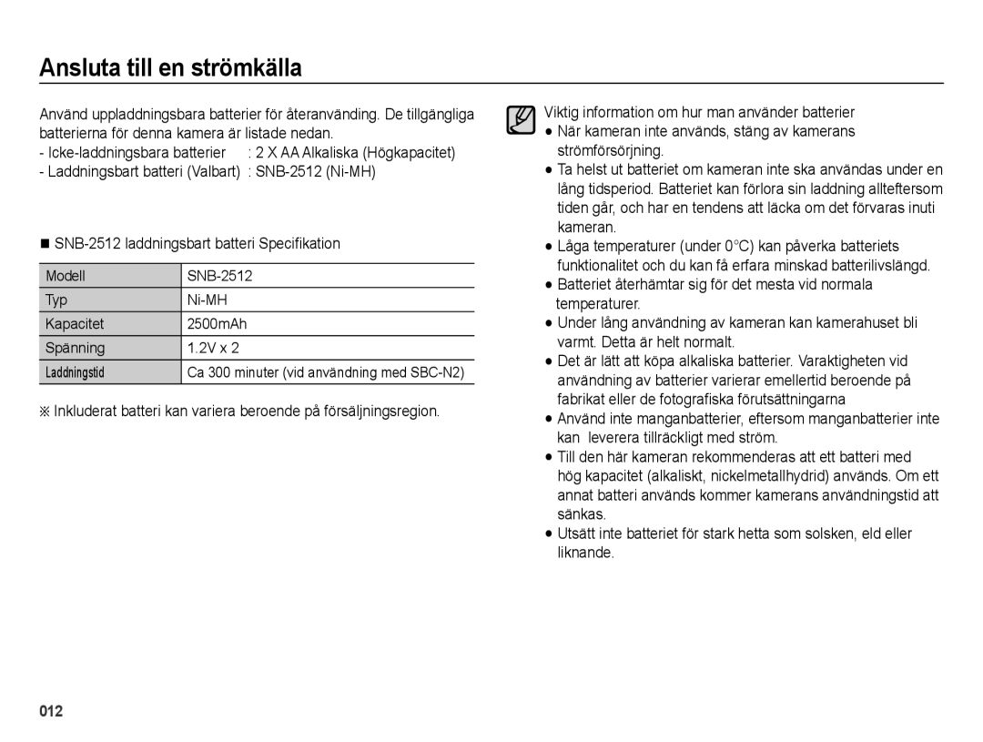 Samsung EC-ES25ZZBABE2, EC-ES25ZZBASE2, EC-ES25ZZBALE2, EC-ES25ZZBARE2 manual Ansluta till en strömkälla 