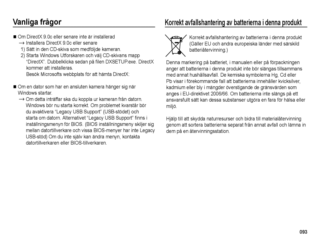 Samsung EC-ES25ZZBALE2, EC-ES25ZZBASE2, EC-ES25ZZBABE2 manual Korrekt avfallshantering av batterierna i denna produkt 