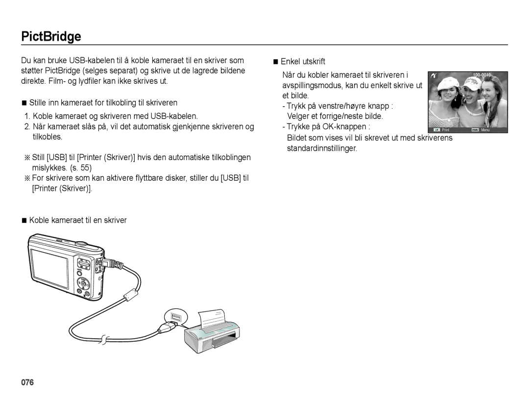 Samsung EC-ES25ZZBABE2, EC-ES25ZZBASE2, EC-ES25ZZBALE2, EC-ES25ZZBARE2 manual PictBridge 