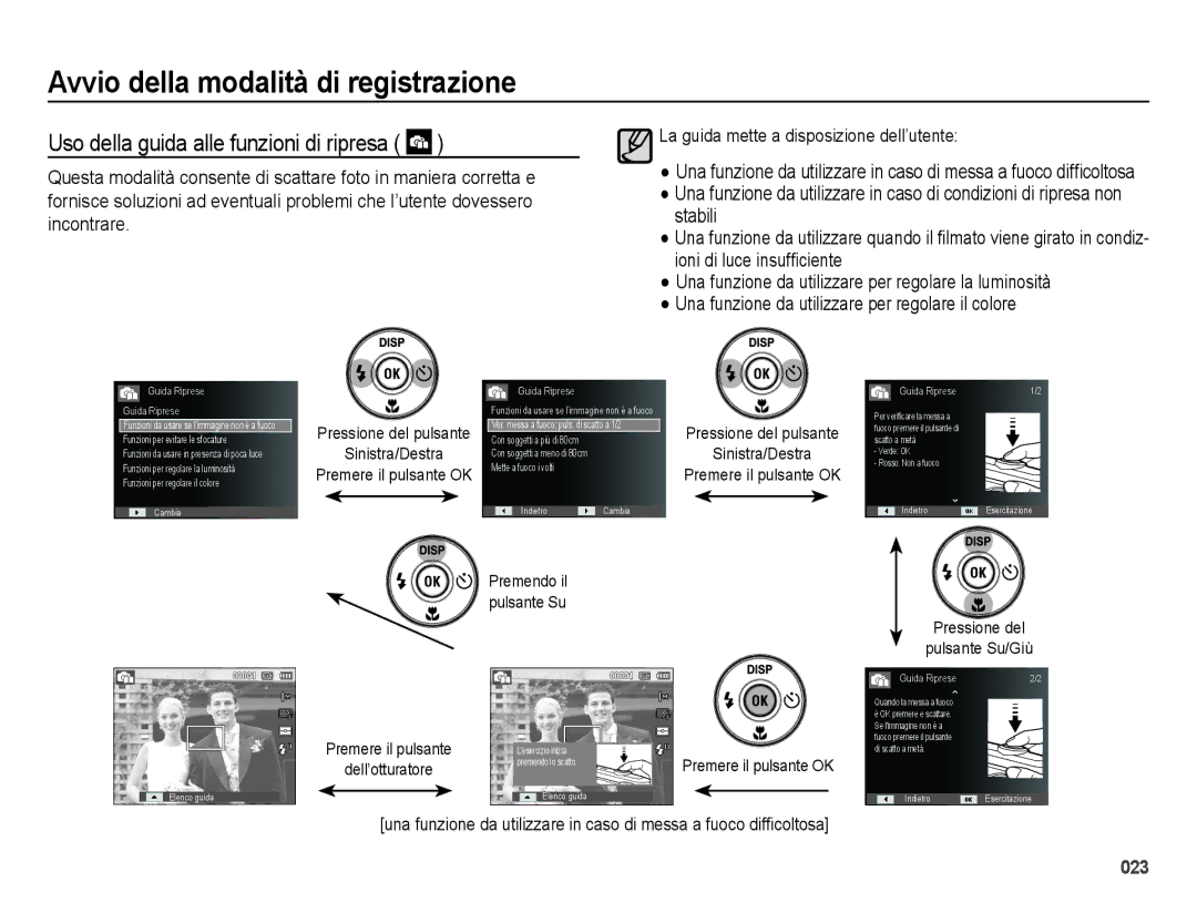 Samsung EC-ES28ZZDASME, EC-ES28ZZBABE1 Uso della guida alle funzioni di ripresa, La guida mette a disposizione dell’utente 