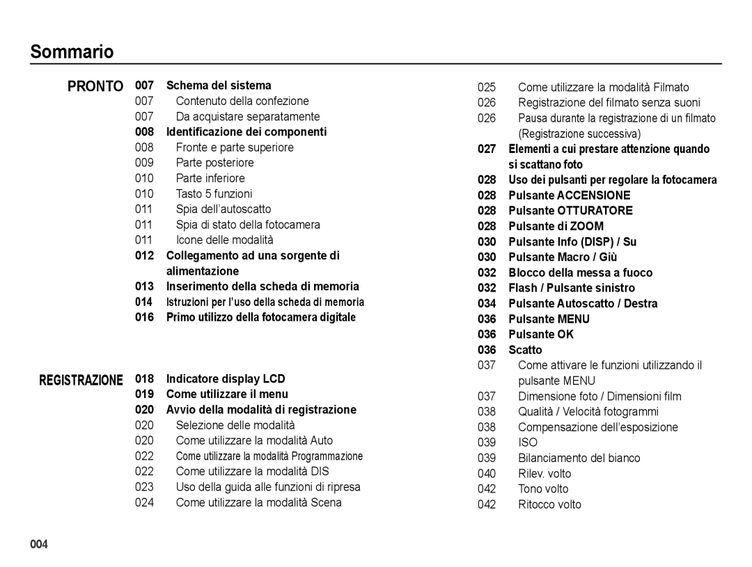 Samsung EC-ES28ZZBABE1, EC-ES28ZZDABME, EC-ES28ZZDAPME Sommario, Contenuto della confezione Da acquistare separatamente 