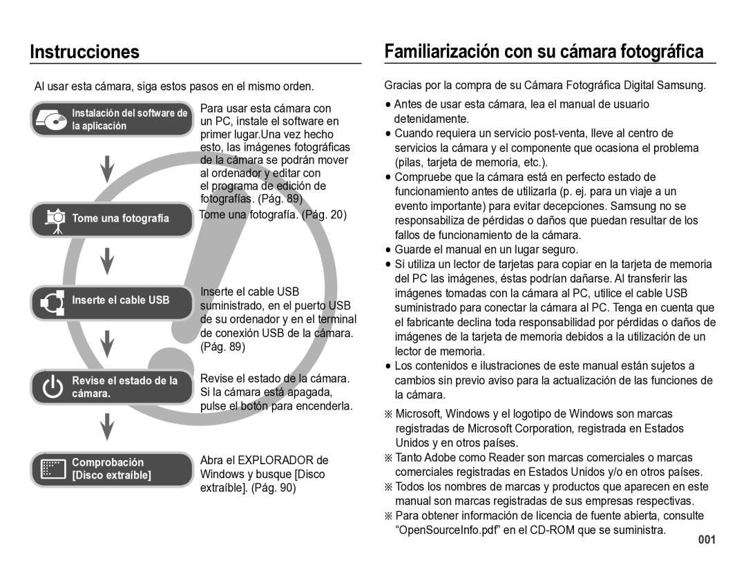 Samsung EC-ES28ZZBABE1 Instrucciones, Al usar esta cámara, siga estos pasos en el mismo orden, Tome una fotografía. Pág 