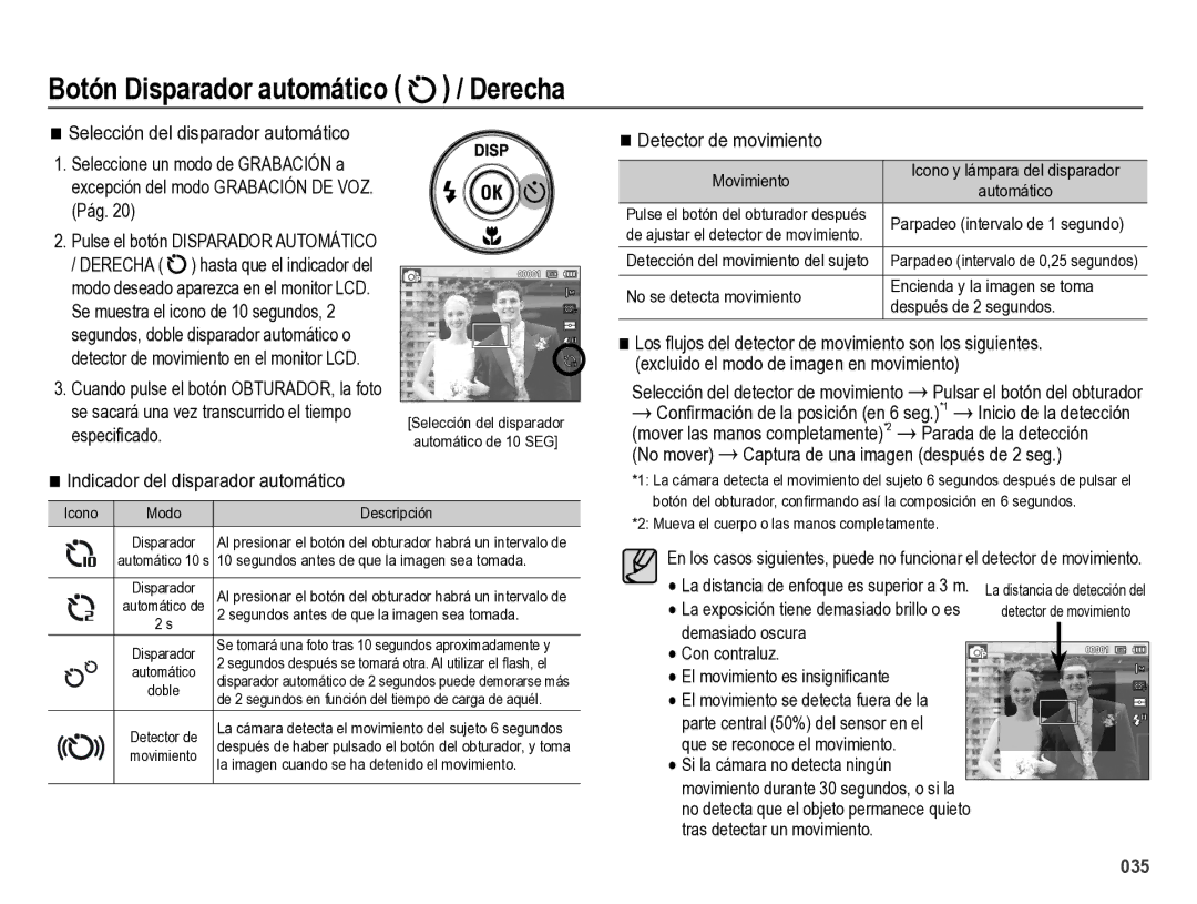 Samsung EC-ES28ZZBABE1 manual Botón Disparador automático / Derecha 