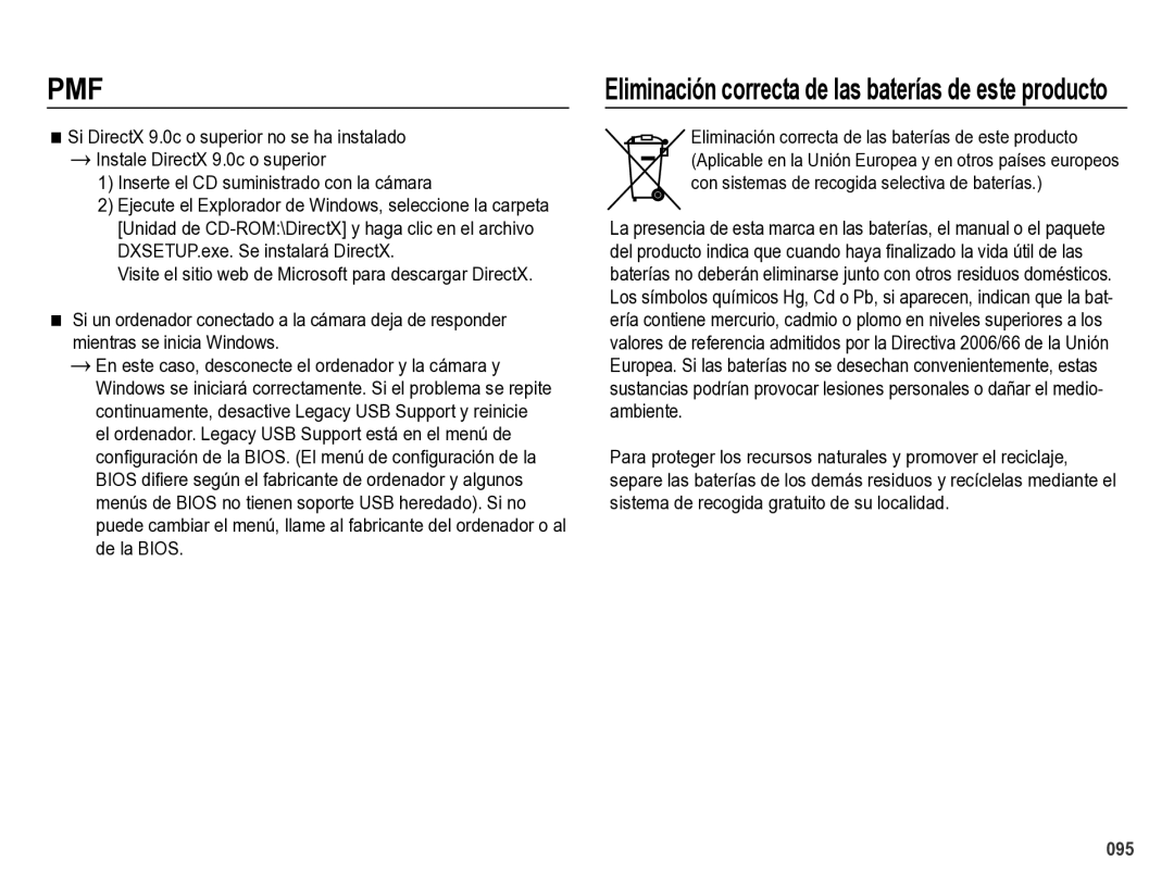 Samsung EC-ES28ZZBABE1 manual Eliminación correcta de las baterías de este producto 