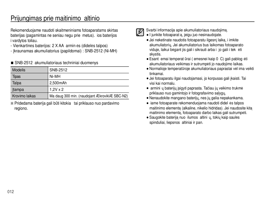 Samsung EC-ES28ZZBABE2, EC-ES28ZZBASE2 manual Prijungimas prie maitinimo šaltinio 