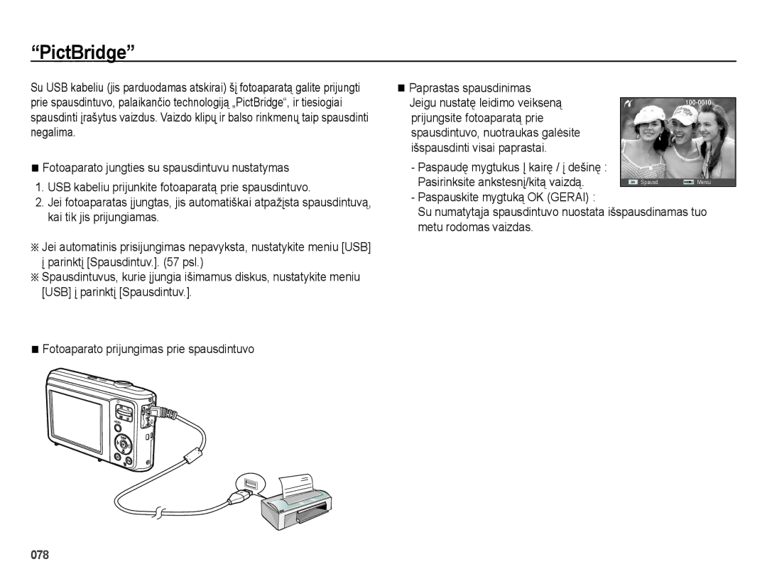 Samsung EC-ES28ZZBABE2, EC-ES28ZZBASE2 manual PictBridge 