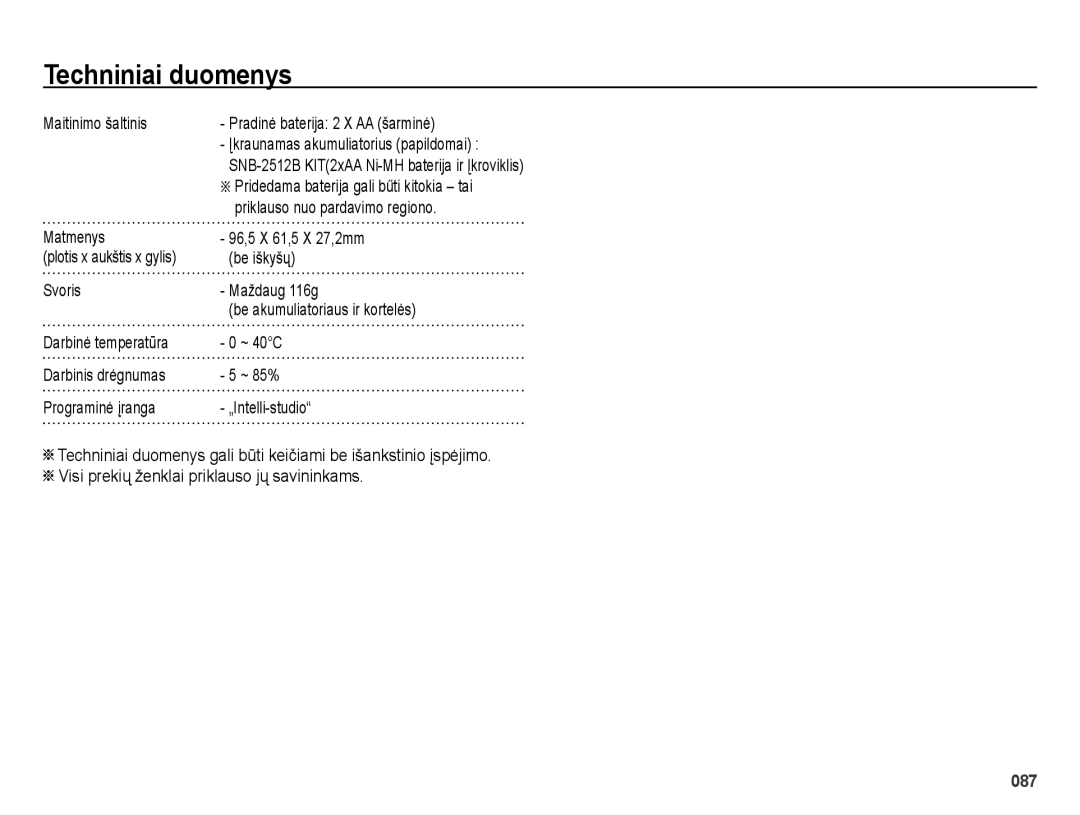 Samsung EC-ES28ZZBASE2 Maitinimo šaltinis Pradinė baterija 2 X AA šarminė, Priklauso nuo pardavimo regiono, Be iškyšų 