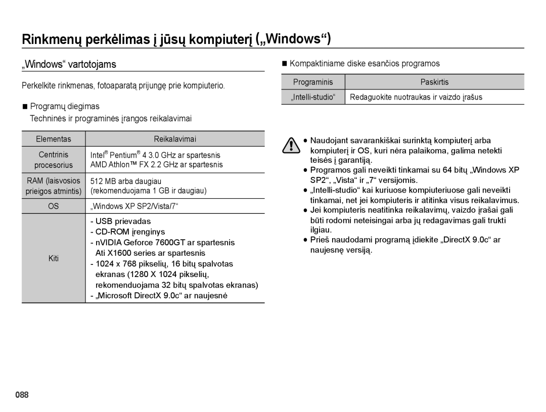 Samsung EC-ES28ZZBABE2, EC-ES28ZZBASE2 manual Rinkmenų perkėlimas į jūsų kompiuterį „Windows, „Windows vartotojams 