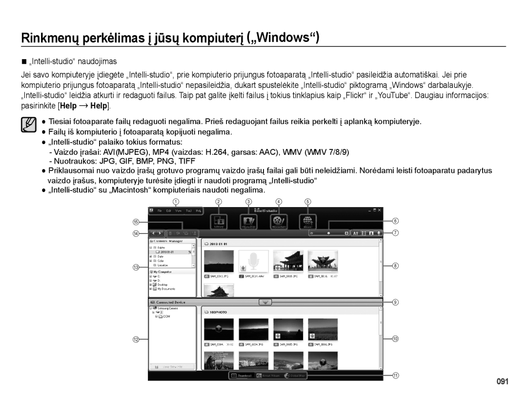 Samsung EC-ES28ZZBASE2, EC-ES28ZZBABE2 manual „Intelli-studio naudojimas, Pasirinkite Help 