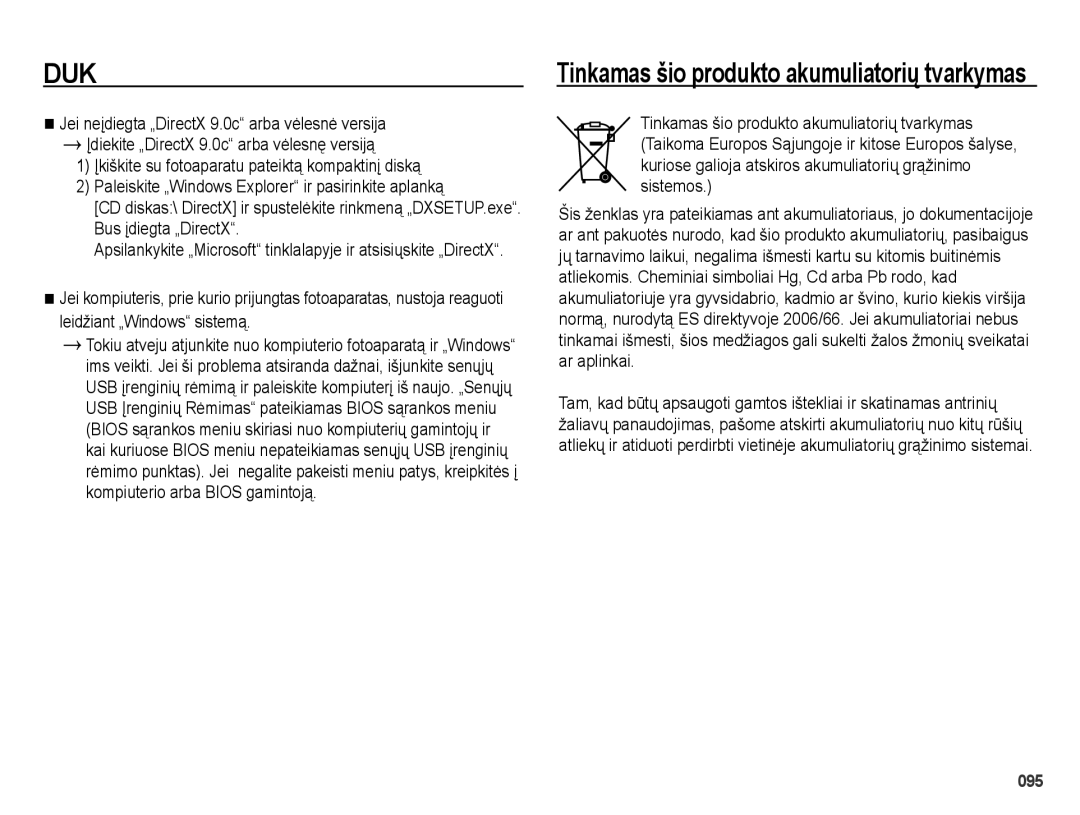 Samsung EC-ES28ZZBASE2, EC-ES28ZZBABE2 manual Tinkamas šio produkto akumuliatorių tvarkymas, Sistemos 