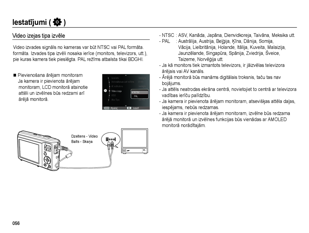 Samsung EC-ES28ZZBABE2, EC-ES28ZZBASE2 manual Video izejas tipa izvēle 