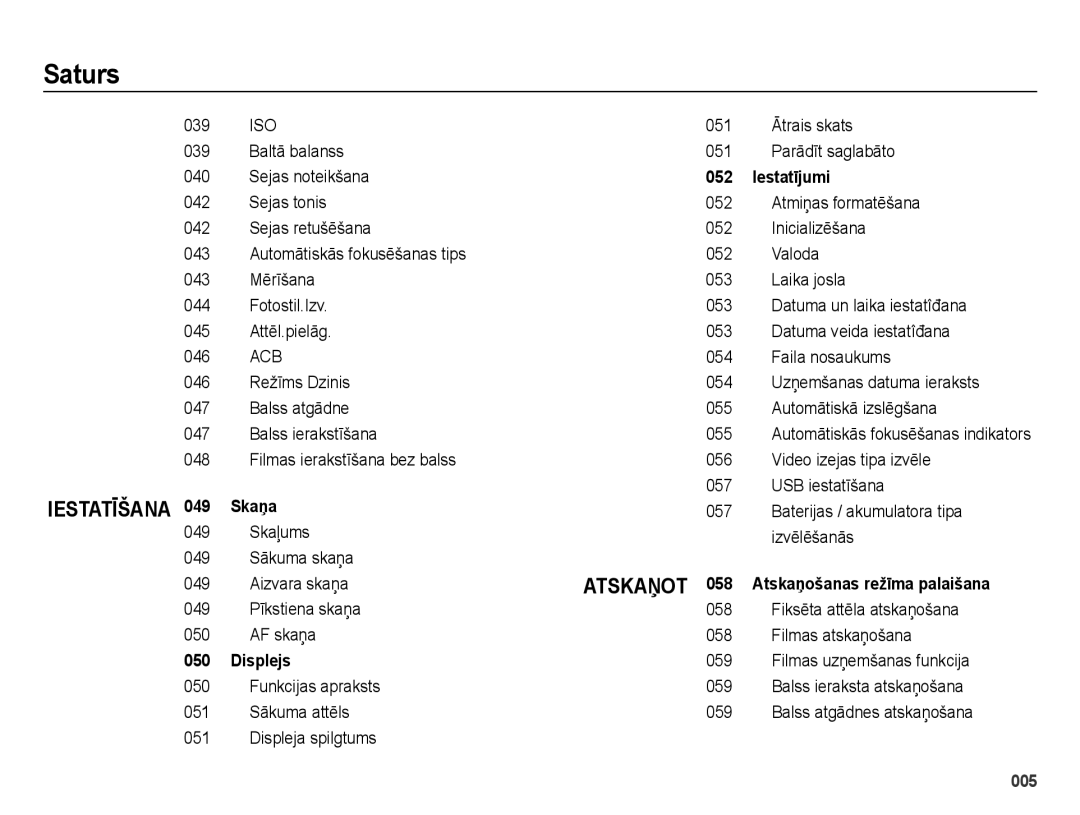 Samsung EC-ES28ZZBASE2, EC-ES28ZZBABE2 manual Displejs, Iestatījumi, Atskaņot 058 Atskaņošanas režīma palaišana 