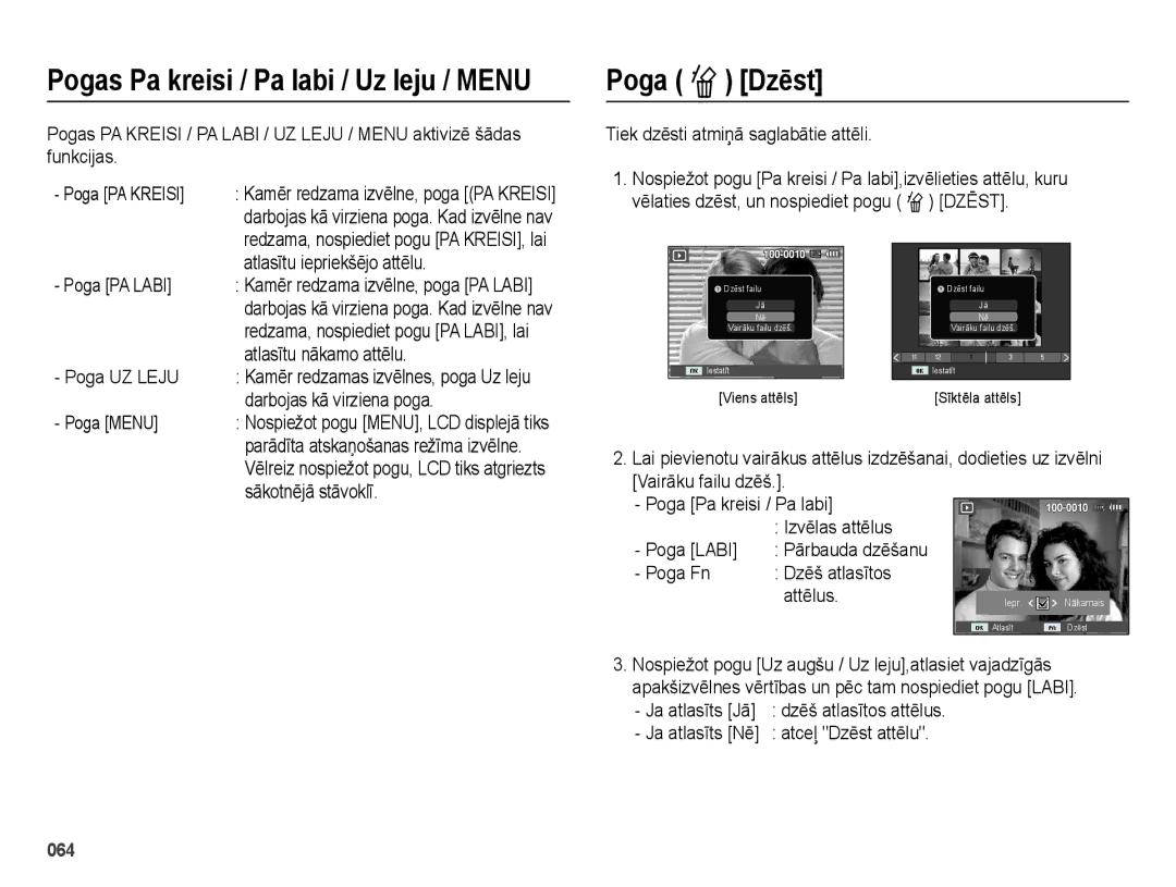 Samsung EC-ES28ZZBABE2, EC-ES28ZZBASE2 manual Poga Õ Dzēst 