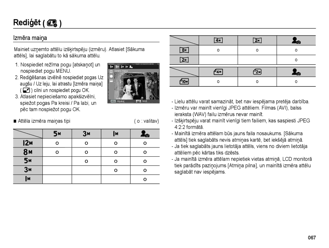 Samsung EC-ES28ZZBASE2, EC-ES28ZZBABE2 manual Rediģēt, Izmēra maiņa 