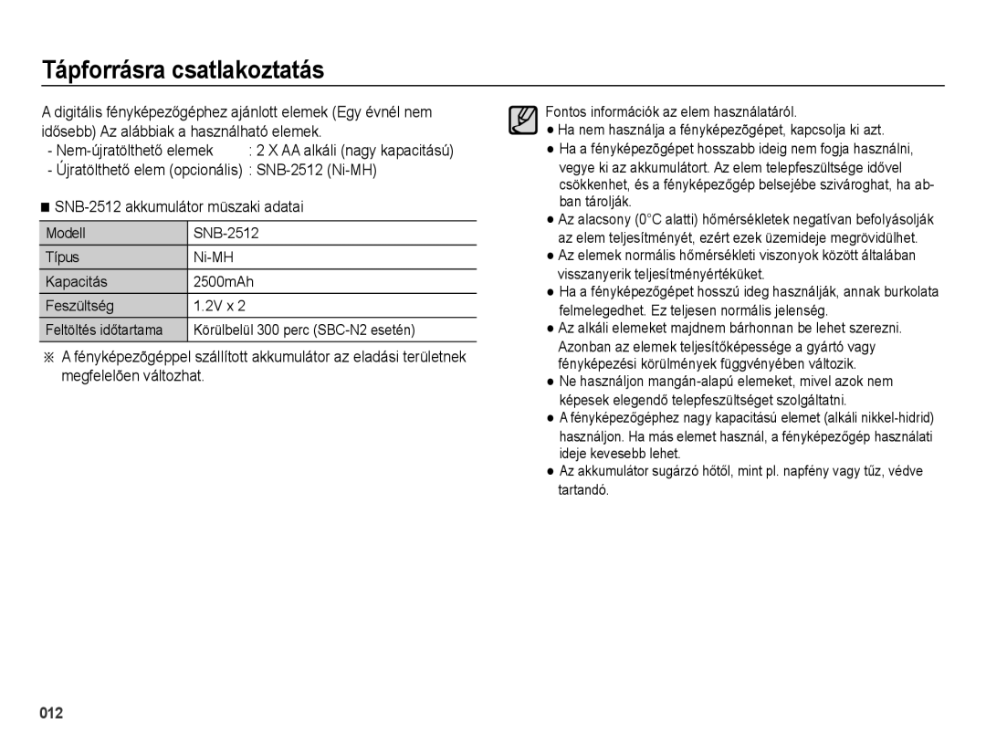 Samsung EC-ES28ZZBAPE2, EC-ES28ZZBASE3, EC-ES28ZZBABE3, EC-ES28ZZBABE2, EC-ES28ZZBAPE3 manual Tápforrásra csatlakoztatás 