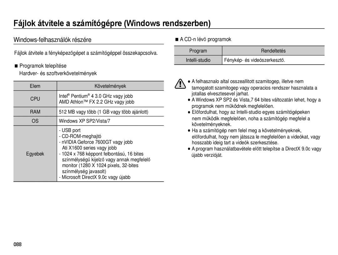 Samsung EC-ES28ZZBAPE3, EC-ES28ZZBASE3 Fájlok átvitele a számítógépre Windows rendszerben, Windows-felhasználók részére 