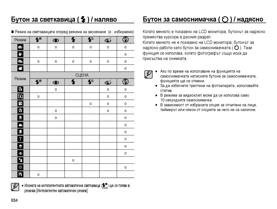 Samsung EC-ES28ZZBABE3, EC-ES28ZZBASE3 manual Наляво, Бутон за самоснимачка / надясно 