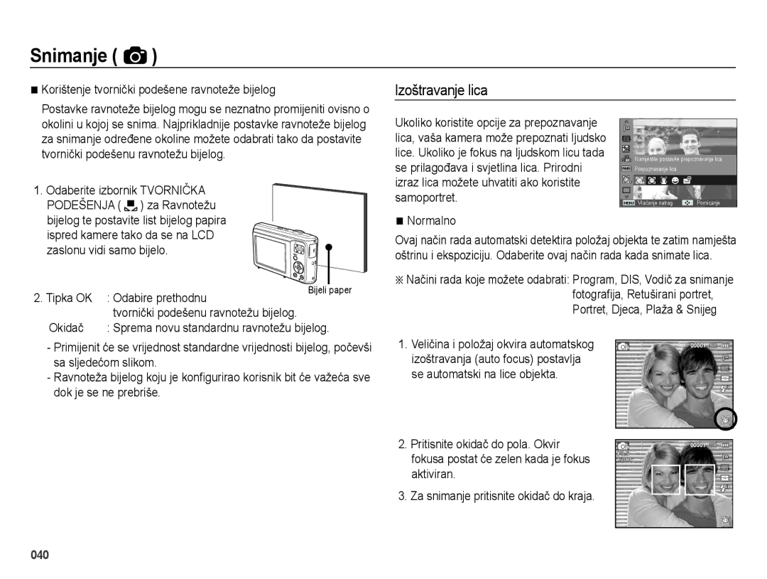 Samsung EC-ES28ZZBABE3, EC-ES28ZZBASE3 manual Izoštravanje lica 